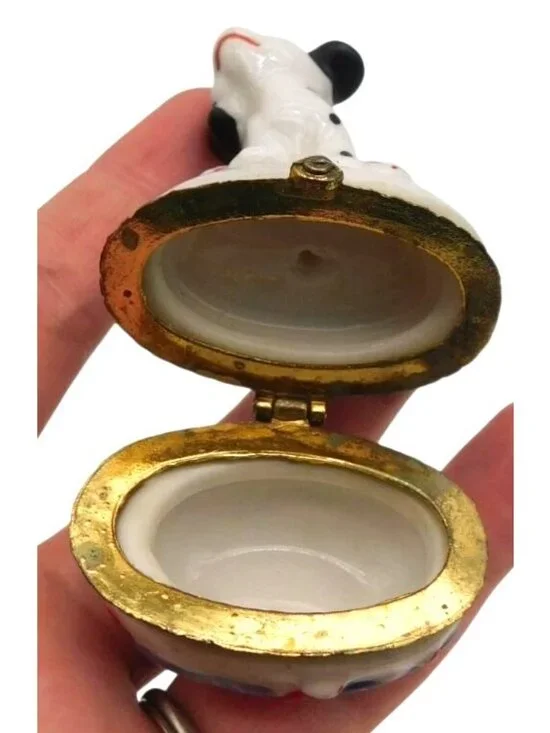 Dalmatian Dog Puppy Porcelain Trinket Box Hinged - Picture 6 of 8